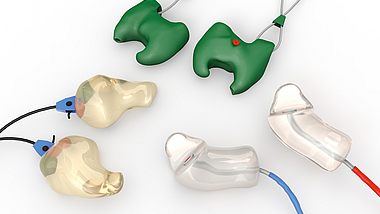 Gehörschutz Otoplastiken dienen als Gehörschutz vor extrem lautem Lärm beim Arbeiten mit Maschinen.