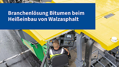 Titelbild Branchenlösung Walzasphalteinbau mit einem Foto eines Straßenfertigers im Einsatz von oben.