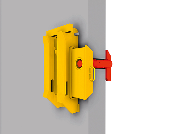 Abb. 4: Die Kletterschuhe werden mittels Schienenführung und einseitig montierbarem Fallanker angeordnet.