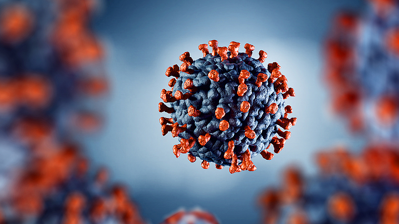 3D-Darstellung vom Corona Virus COVID-19.