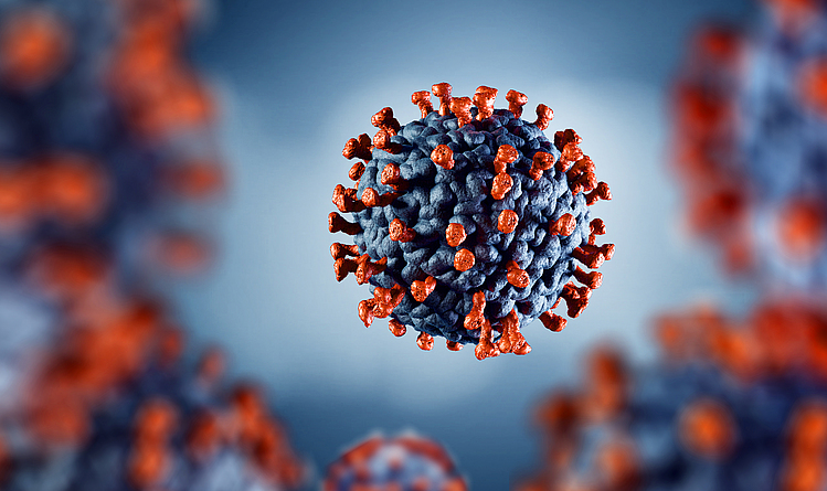 3D-Darstellung vom Corona Virus COVID-19.
