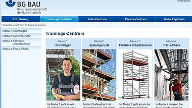 Startseite des Trainingsprogramms Gerüstprüfung