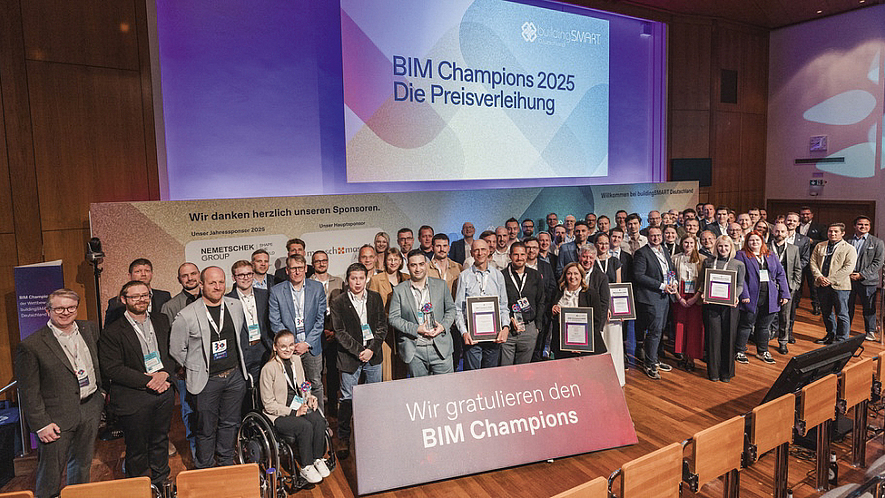 BIM Champions 2025 Gruppenfoto bei der Verleihung des BIM-Champions-Wettbewerbs 2025.