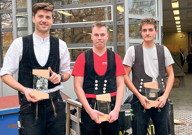 Die drei Bundessieger (v. l.) Noah Zimmer, Paul Ostermann, Tom Seel