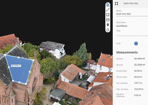 Digitale Vermessung einer Kirchendachfläche