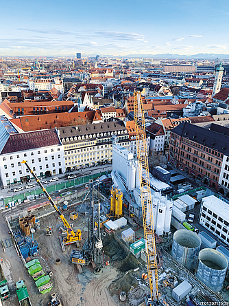 Überblick über das Baufeld Marienhof mit eigener Mischanlage