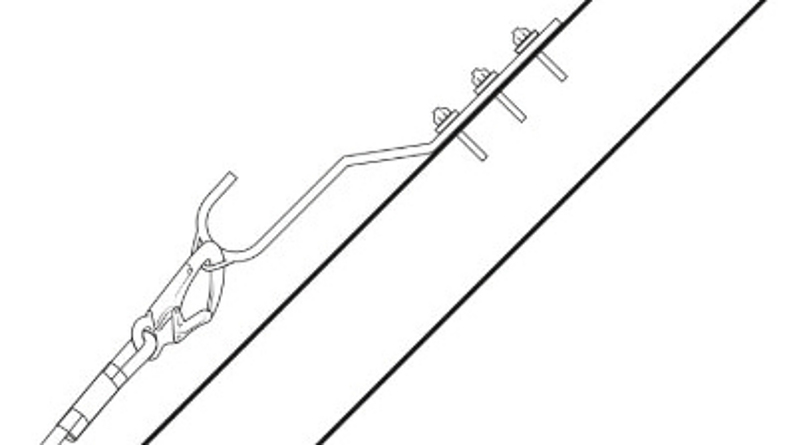 Schematische Darstellung eines Sicherheitsdachhaken.