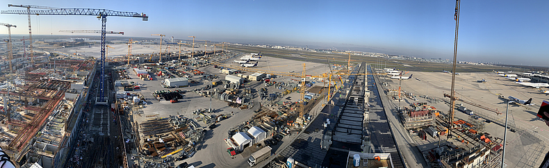 Bauarbeiten an den Flugsteigen des Terminals 3, Flughafen Frankfurt.