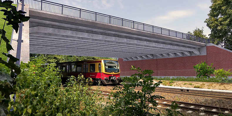 Computergeneriertes Bild der neuen Brücke am Blumberger Damm in Berlin.