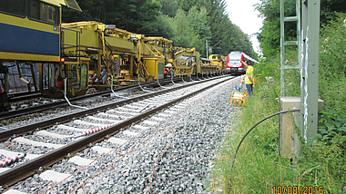 Sicherung bei Gleisbauarbeiten 