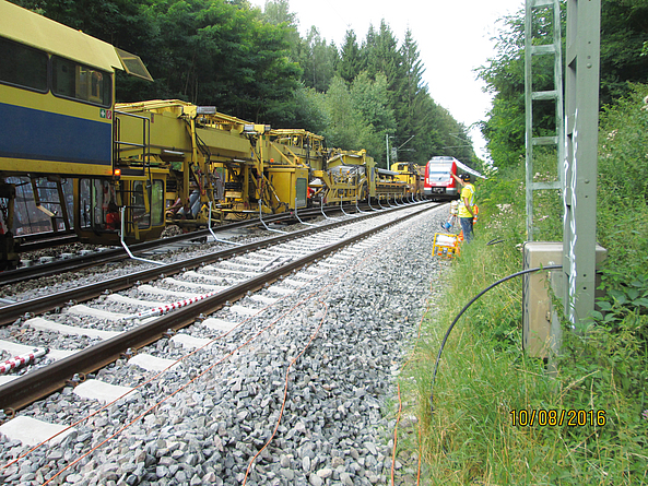 Sicherung bei Gleisbauarbeiten 
