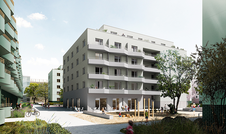 Visualisierung der Farb- und Fassadengestaltung im künftigen Stadtgut Hellersdorf