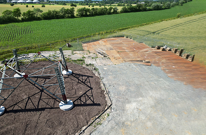 Bohrpfähle aus der Vogelperspektive.