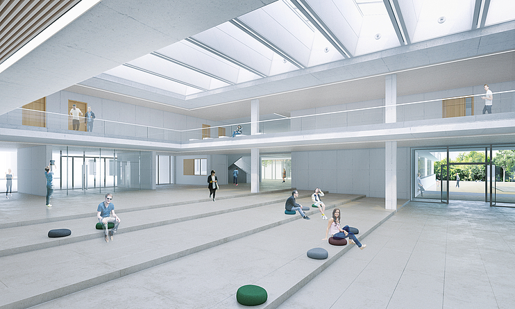 Visualierung der breiten Treppe als Begegnungsort