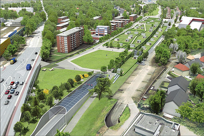 Modelldarstellungen des A 7-Abschnitts Stellingen mit Landschaftspark im Jahr 2022