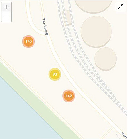 Grafik, die die Anzahl der erfassten Positionen mit unterschiedlichen farbigen Kreisen zeigt.