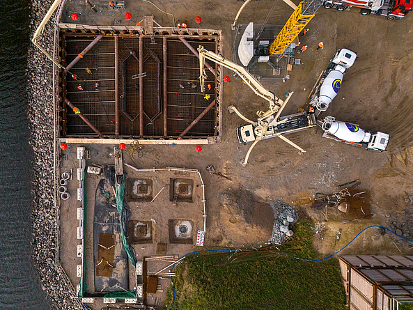 Baustelle der Rader Hochbrücke (A7) über den Nord-Ostseekanal.