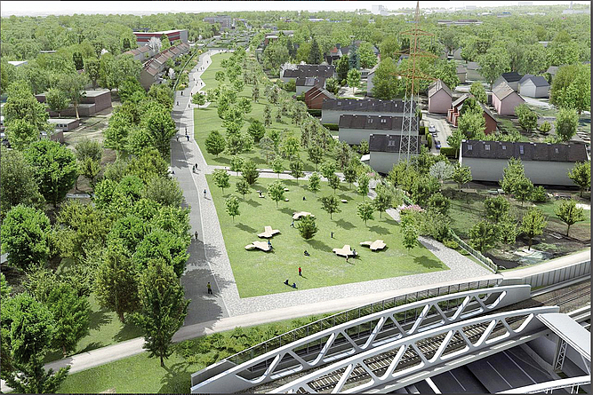 Modelldarstellungen des A 7-Abschnitts Stellingen mit Landschaftspark im Jahr 2022
