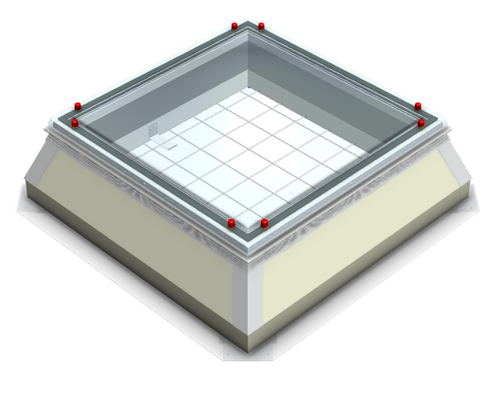 llustration einer VELUX Lichtkuppel AS_LK-Grid mit integriertem Stahl-Gittergewebe.
