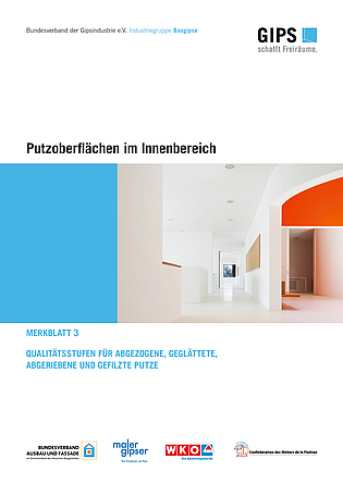 Cover des Merkblattes "Putzoberflächen im Innenbereich"