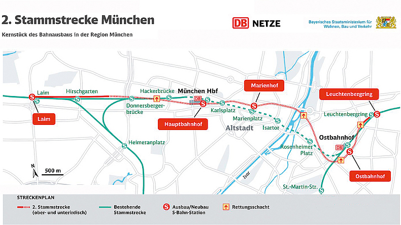 Abb. 2: Überblick Streckennetz, Stationen, Tunnel