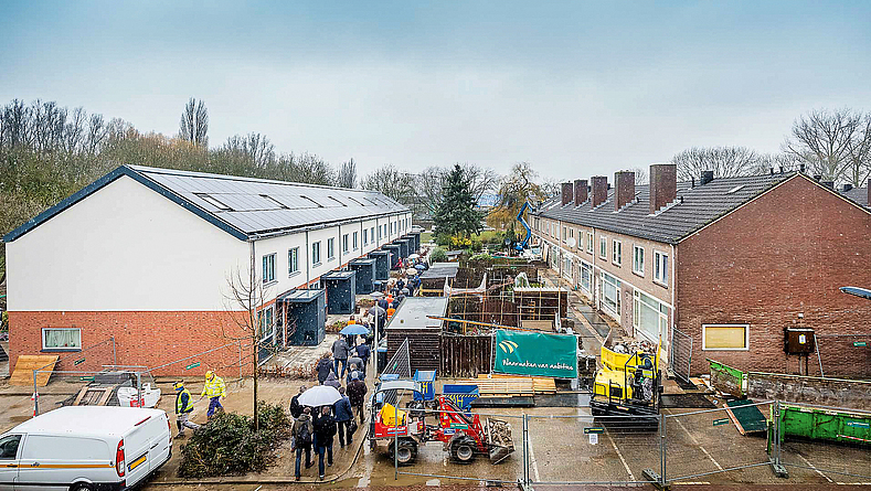 Energiesprong-Baustelle 2019 in Hameln nach der Sanierung.