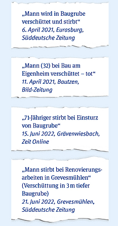 4 Schlagzeilen zum Thema Verschüttung