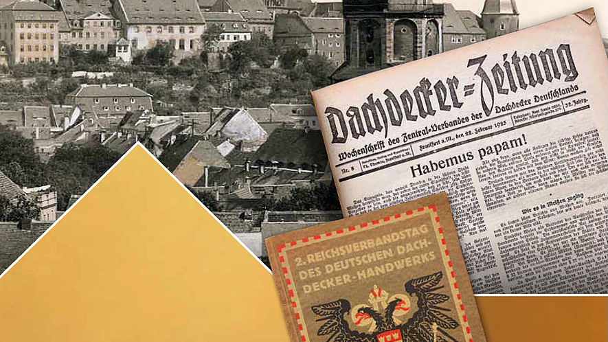 Titelbild des ZVDH-Geschäftsberichts 2024 Das Titelbild des ZVDH-Geschäftsberichts 2024 zeigt eine historische Stadtansicht von Meißen mit Frauenkirche, Burgberg, Dom und Albrechtsburg. Hier wurde 1925 der „Reichsverband Deutscher Dachdeckermeister“ gegründet
