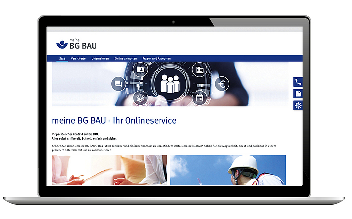 Startseite „meine BG BAU für Unternehmen“ Startseite des Portals „meine BG BAU für Unternehmen“