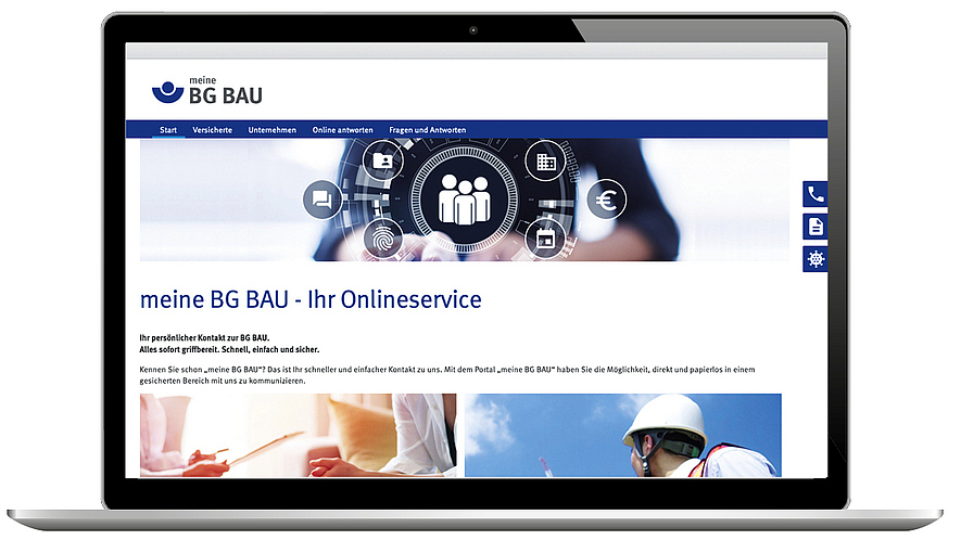Startseite des Portals "meine BG BAU für Unternehmen"